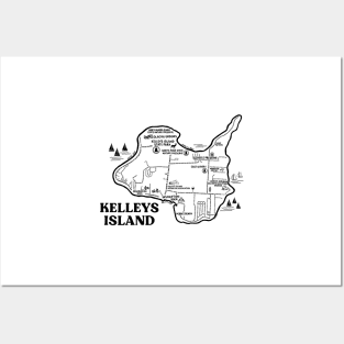 Kelleys Island Map Posters and Art